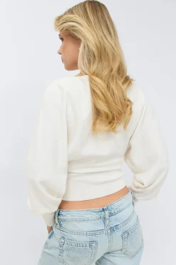 Gina Tricot 14+ fitted wrap weater Hvit Best
