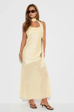 Gina Tricot Floral maxi cowlneck dress Gul Best