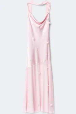 Gina Tricot Floral maxi cowlneck dress Rosa Hot