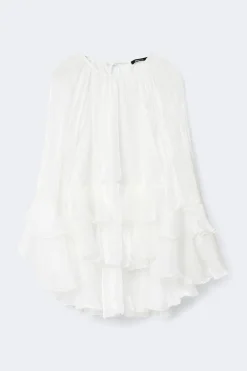 Gina Tricot Flowy frill mini dress Hvit Sale