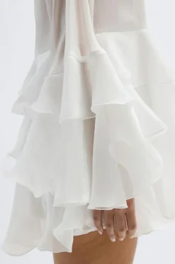 Gina Tricot Flowy frill mini dress Hvit Sale