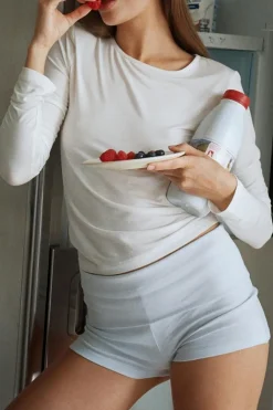Gina Tricot Foded hotpant Blå New