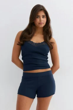 Gina Tricot 14+ foded wait hort Blå Outlet