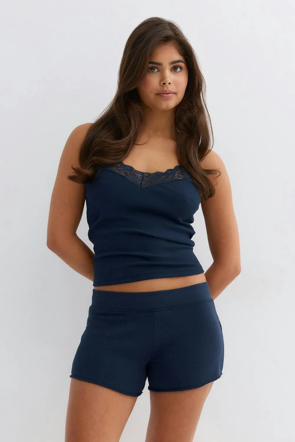 Gina Tricot 14+ foded wait hort Blå Outlet