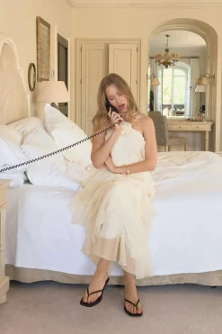 Gina Tricot Frill maxi dress Hvit Clearance