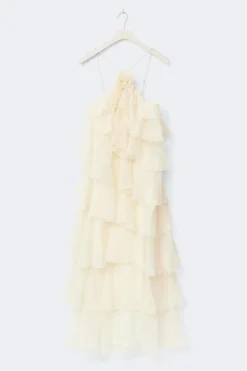 Gina Tricot Frill maxi dress Hvit Clearance