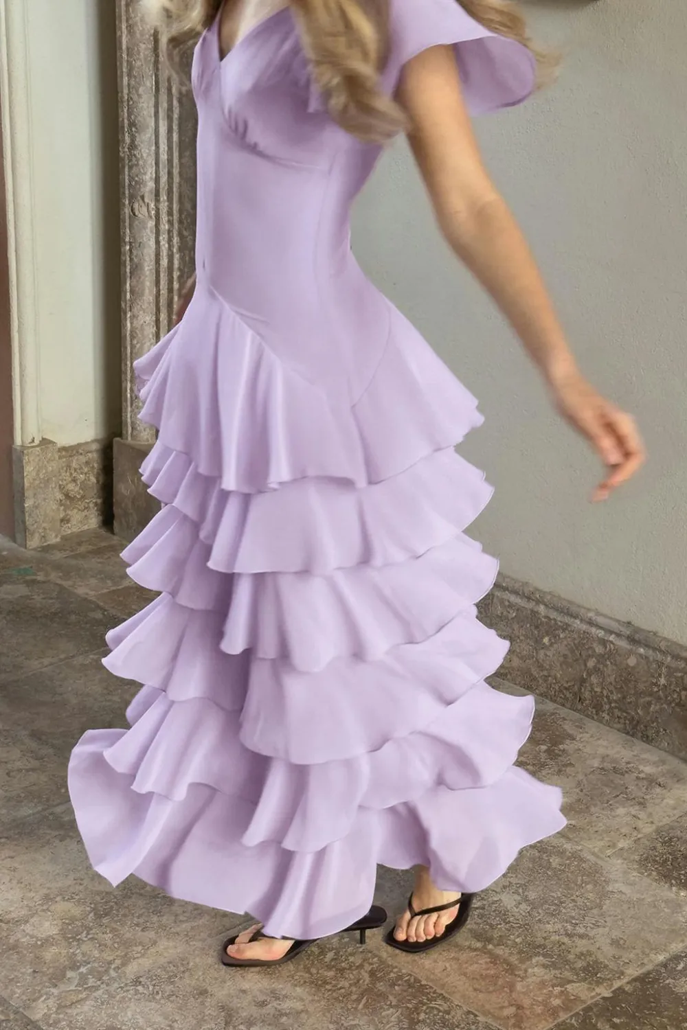 Gina Tricot Frill maxi dress Lilla Online