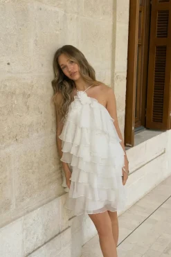 Gina Tricot Frill mini dress Hvit