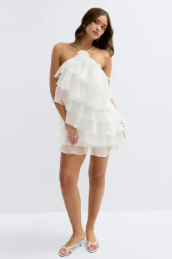 Gina Tricot Frill mini dress Hvit