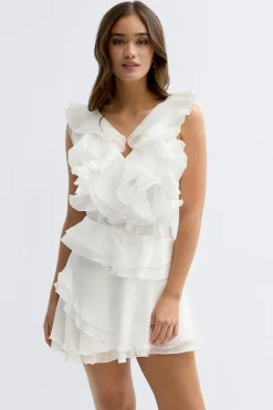 Gina Tricot Frill mini dress Hvit