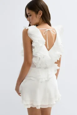 Gina Tricot Frill mini dress Hvit