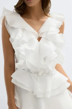 Gina Tricot Frill mini dress Hvit