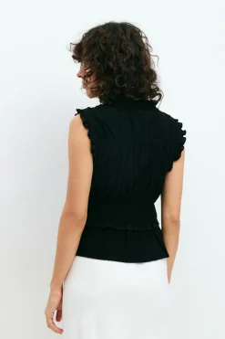 Gina Tricot Fri tie front top Svart New