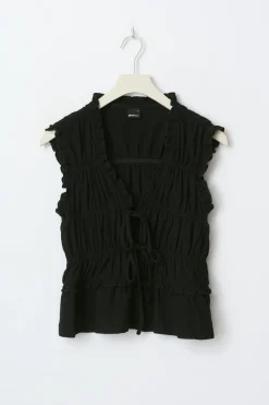 Gina Tricot Fri tie front top Svart New