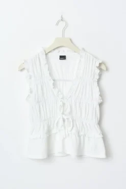 Gina Tricot Fri tie front top Hvit Discount