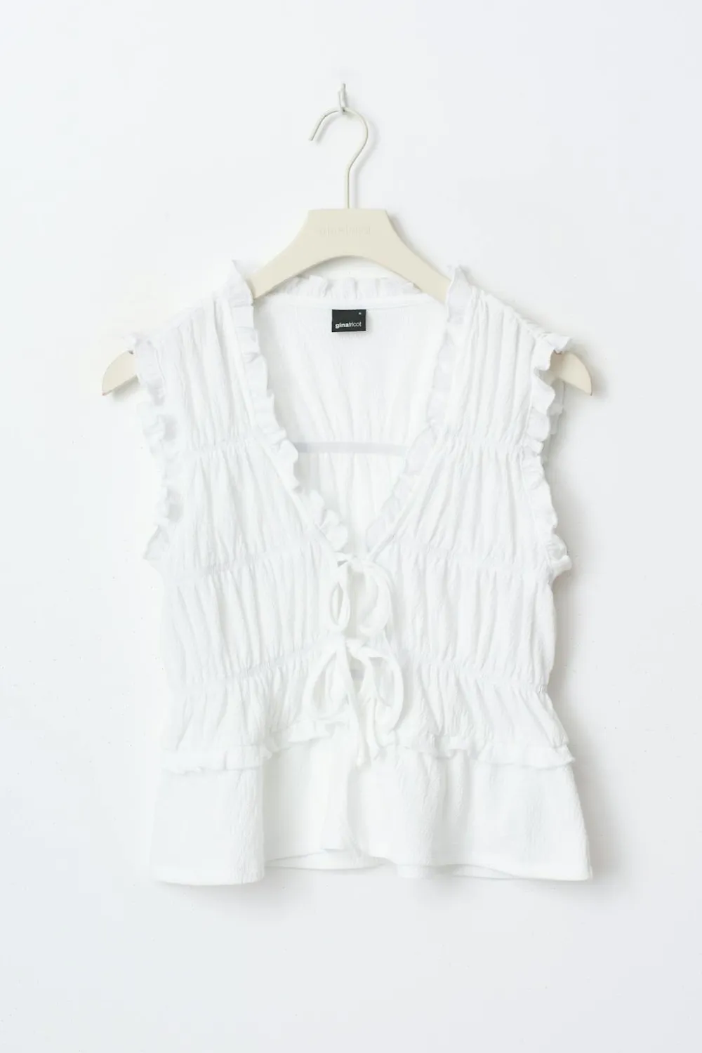 Gina Tricot Fri tie front top Hvit Discount