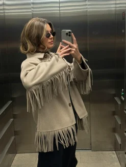 Gina Tricot Fringe jacket Beige Best
