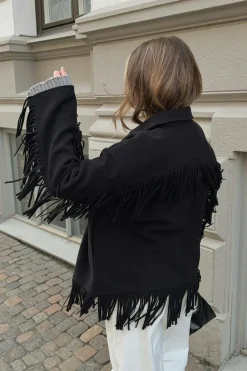 Gina Tricot Fringe jacket Svart Clearance