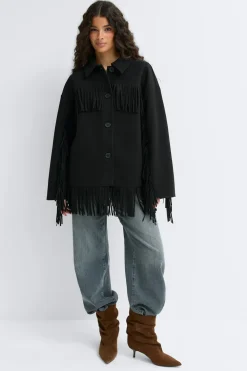 Gina Tricot Fringe jacket Svart Clearance