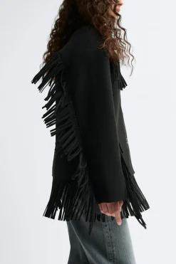 Gina Tricot Fringe jacket Svart Clearance