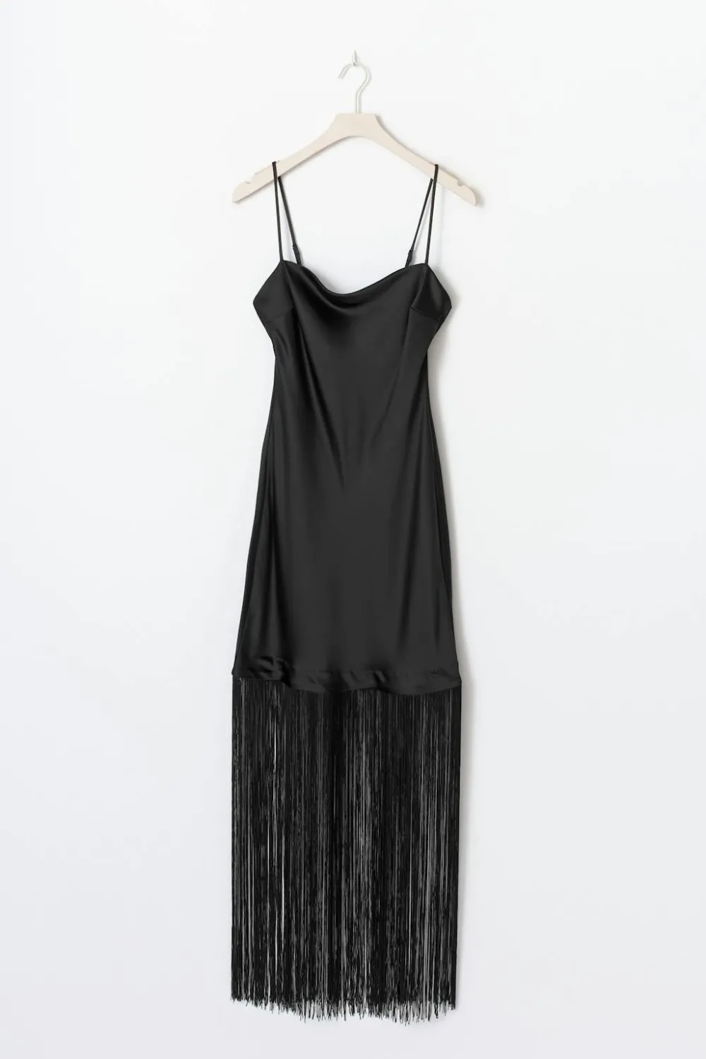 Gina Tricot Fringe satin maxi dress Svart Best