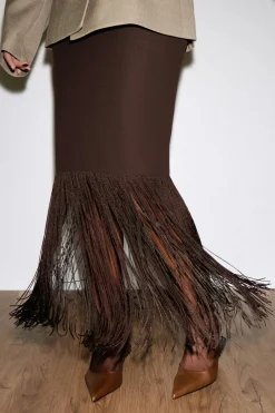 Gina Tricot Fringe kirt Brun Outlet