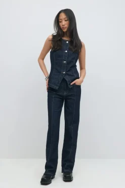 Gina Tricot Front seam jeans Blå Outlet