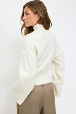 Gina Tricot Funne neck knitted weater Hvit Clearance