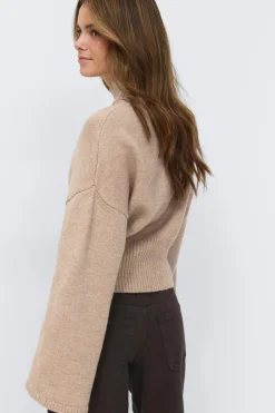 Gina Tricot Funne neck knitted weater Beige Online