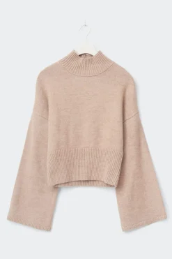 Gina Tricot Funne neck knitted weater Beige Online