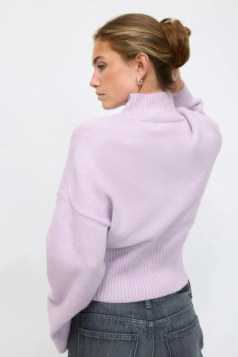 Gina Tricot Funne neck knitted weater Lilla Online