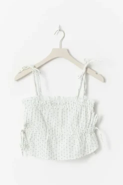 Gina Tricot Gauze hoewear top Hvit Clearance