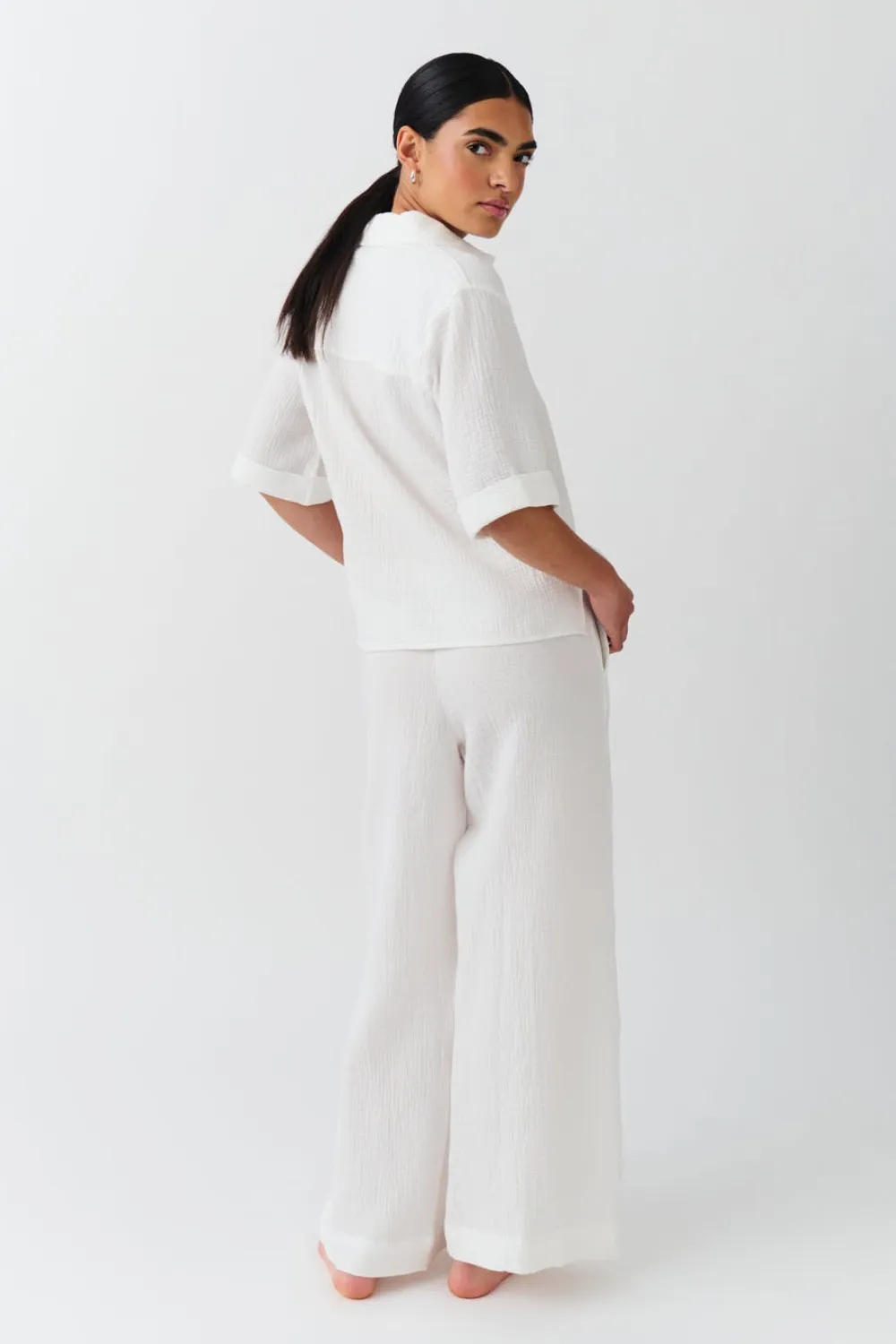 Gina Tricot Gauze trouer Hvit Clearance