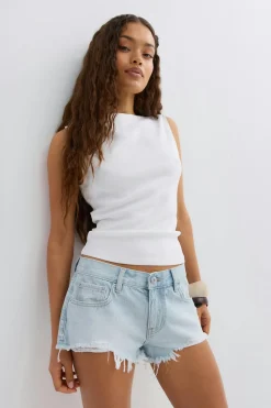 Gina Tricot Glow low denim shorts Blå Discount