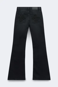 Gina Tricot Glow rise flare petite jeans Svart New