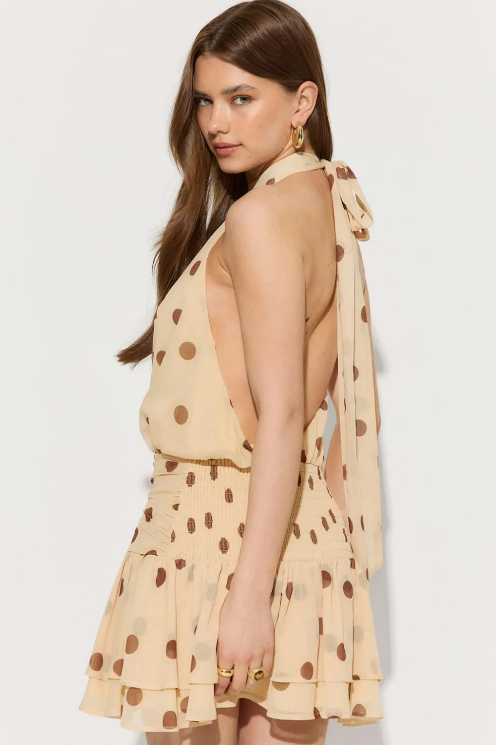 Gina Tricot Halterneck mini dress Gul Online