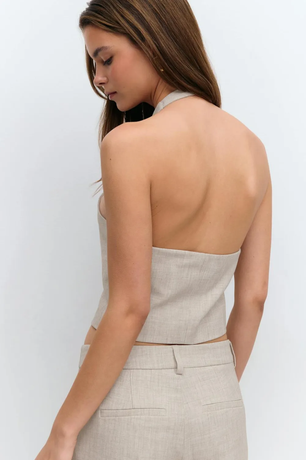 Gina Tricot Halterneck tailored vest Beige Hot