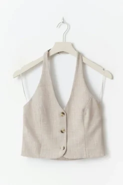 Gina Tricot Halterneck tailored vest Beige Hot