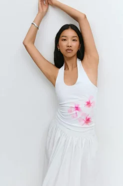 Gina Tricot Haterneck top Hvit