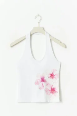 Gina Tricot Haterneck top Hvit