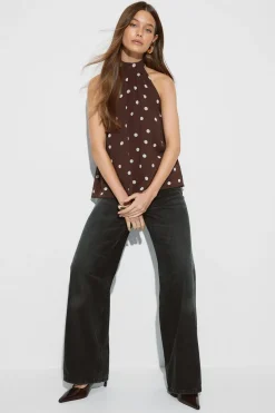 Gina Tricot Haterneck top Brun New
