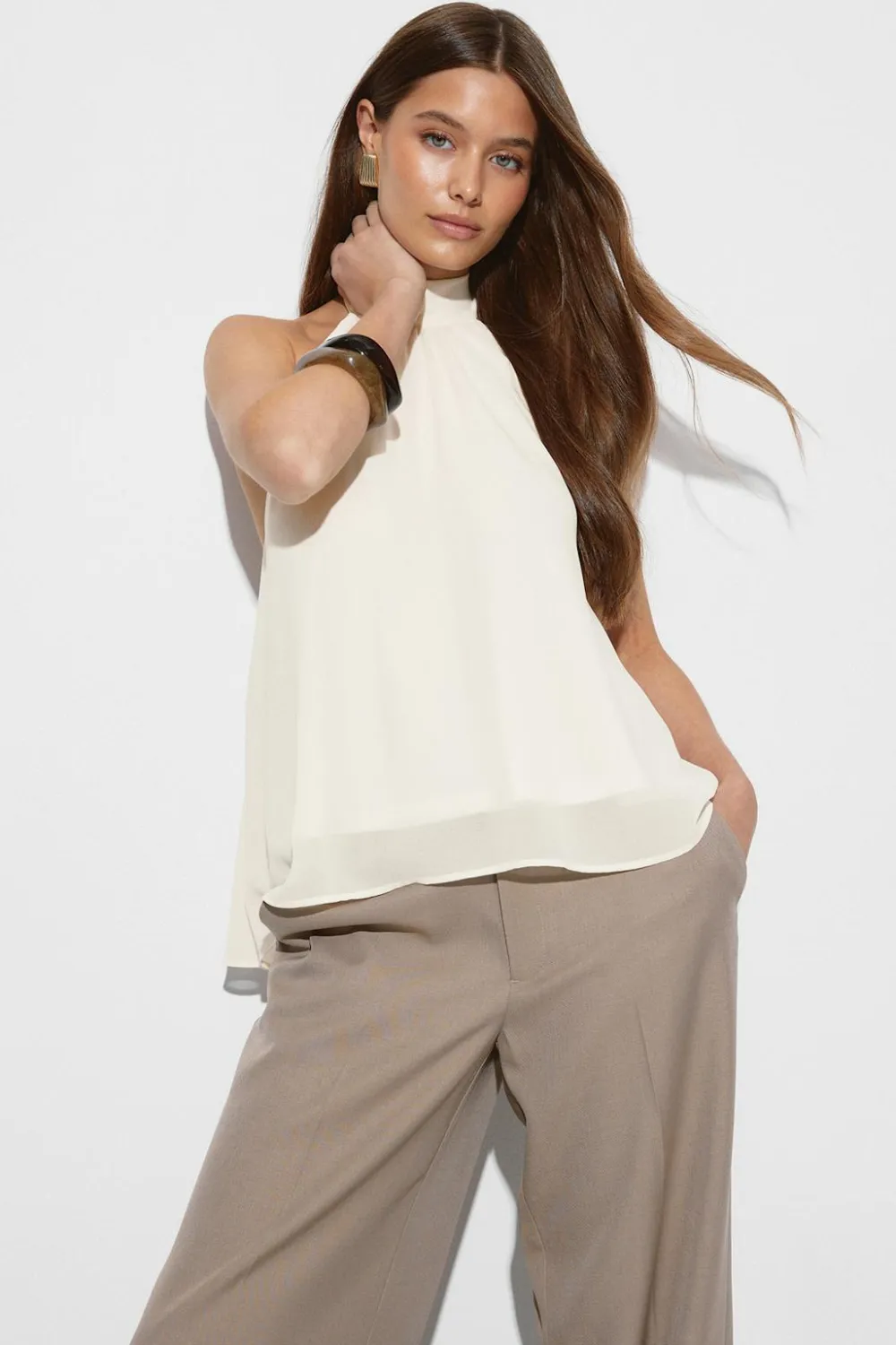 Gina Tricot Haterneck top Hvit