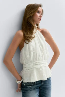 Gina Tricot 14+ haterneck top Hvit Clearance