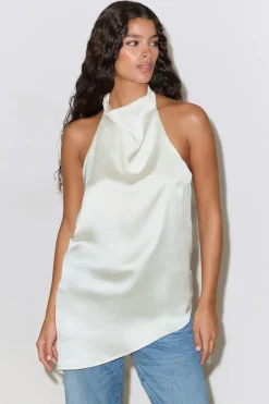 Gina Tricot Halterneck tunic top Hvit Clearance