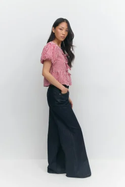 Gina Tricot High and wide jeans Blå Hot