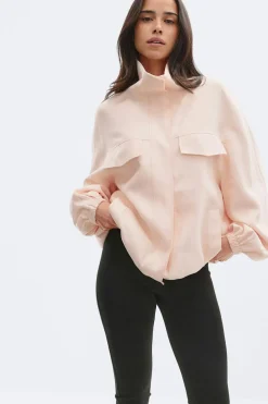 Gina Tricot High neck cargo jacket Rosa Clearance
