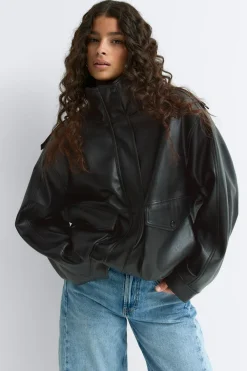 Gina Tricot High neck pu jacket Svart Online