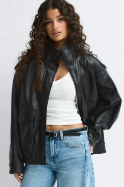 Gina Tricot High neck pu jacket Svart Online