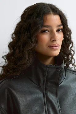 Gina Tricot High neck pu jacket Svart Online