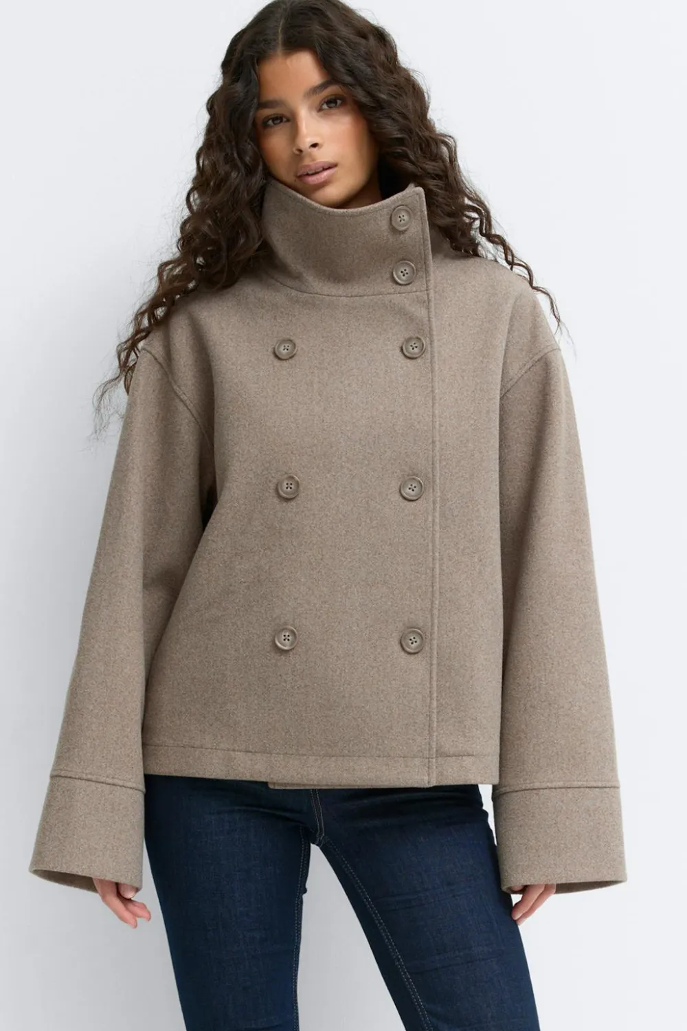 Gina Tricot High neck hort fet jacket Beige Online